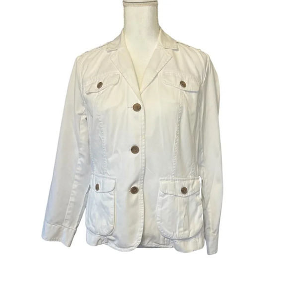 Lands End Jacket Womens 14 Coat 100% Cotton Lightweight Long Sleeve Button Front - Picture 1 of 8